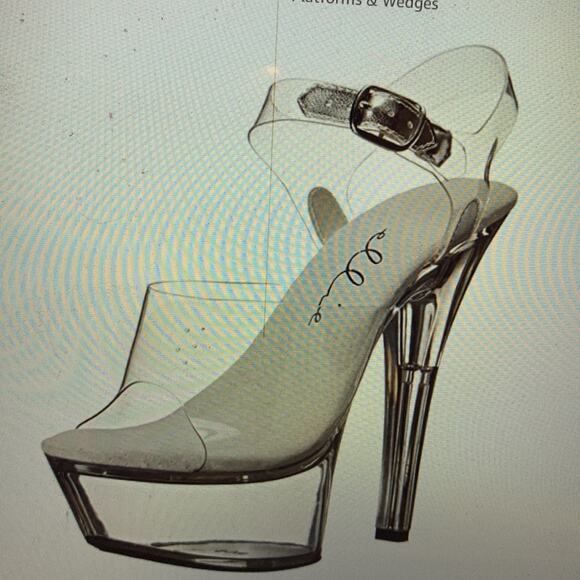 ELLIE CLEAR 2” LUCITE PLATFORM OPEN TOES EXOTIC DANCER 6” HIGH HEELS Size 10M - Picture 3 of 14